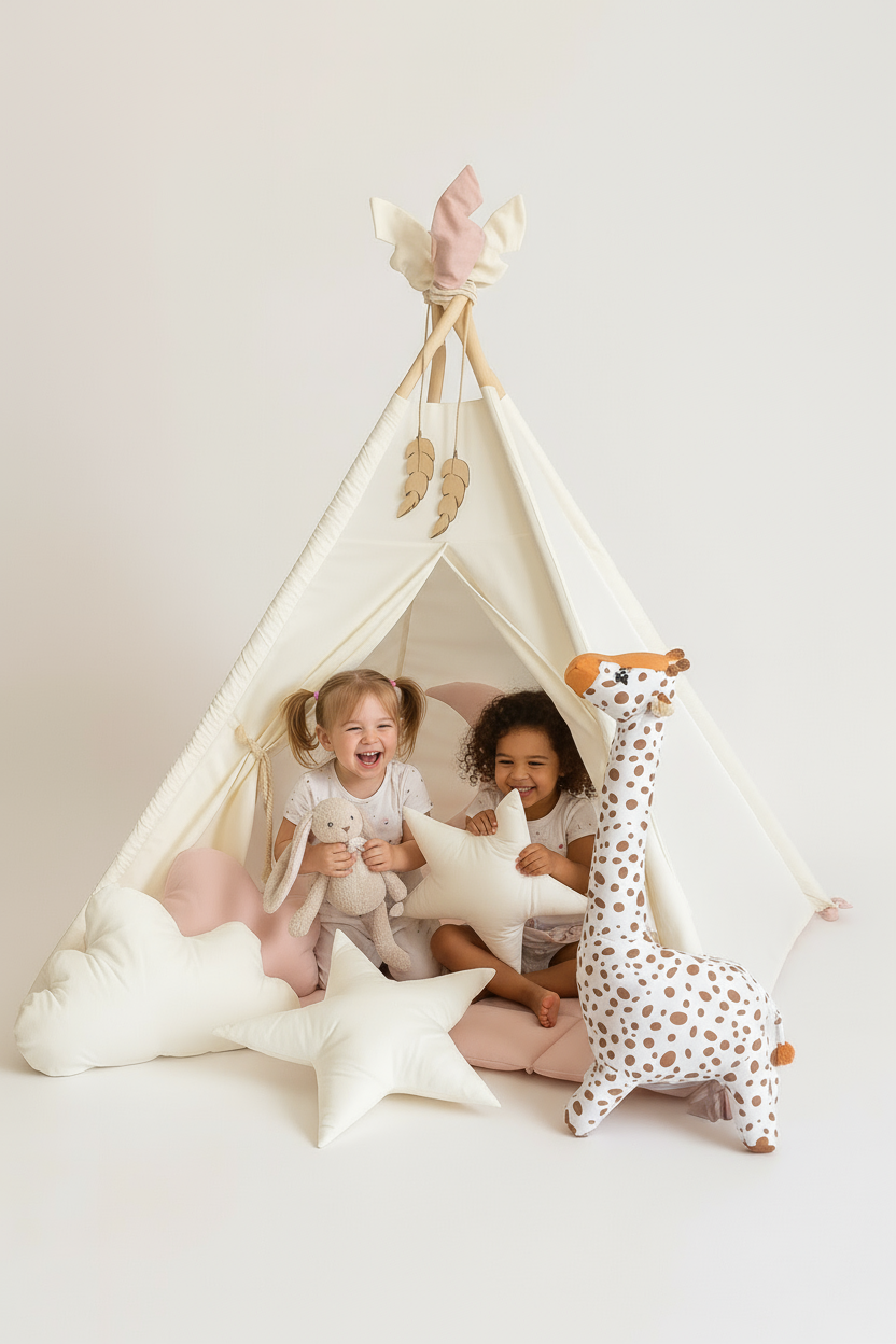ШАТОР ЗА ДЕЦА - МЛЕЧНО БЕЛО, РОЗЕ